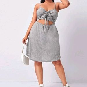 Plus size peekaboo front bowtie dress
